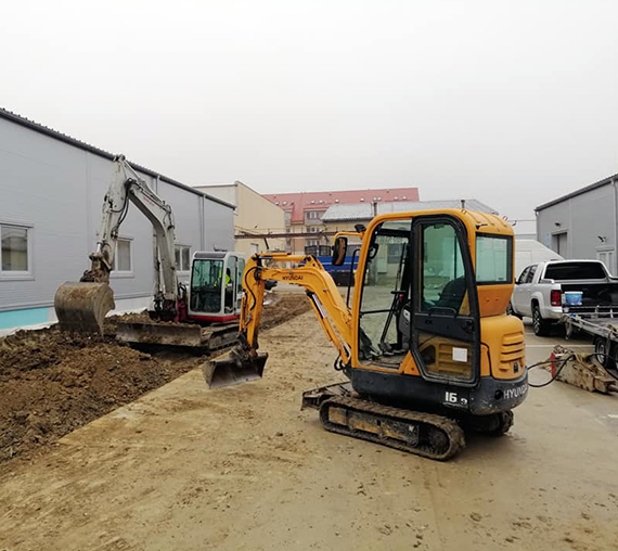 Minibager pri práci